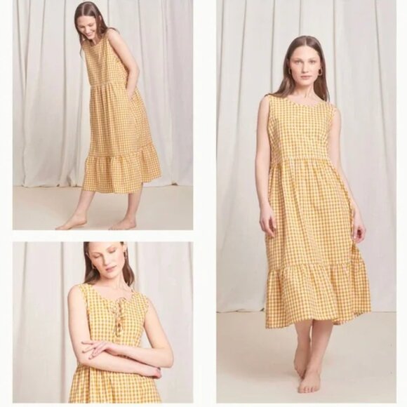 Tradlands Birdie Sleeveless Dress, Gingham Marigold - Picture 5 of 10